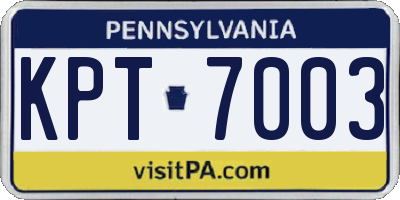 PA license plate KPT7003