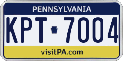 PA license plate KPT7004