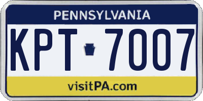 PA license plate KPT7007