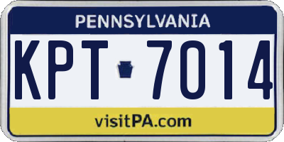 PA license plate KPT7014