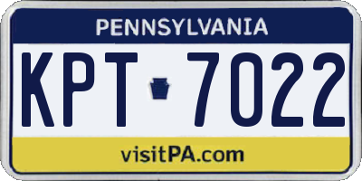 PA license plate KPT7022