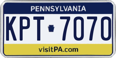 PA license plate KPT7070