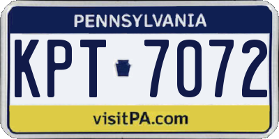 PA license plate KPT7072
