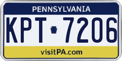 PA license plate KPT7206