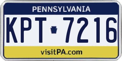 PA license plate KPT7216