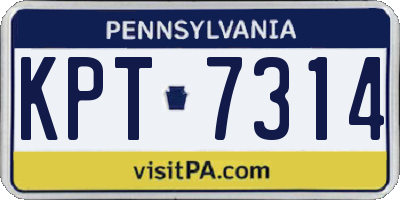 PA license plate KPT7314