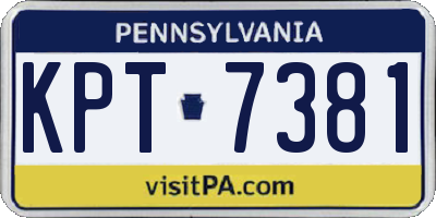 PA license plate KPT7381