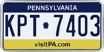 PA license plate KPT7403