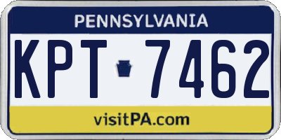PA license plate KPT7462