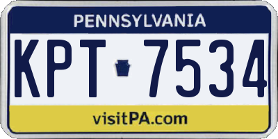 PA license plate KPT7534