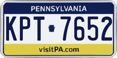 PA license plate KPT7652