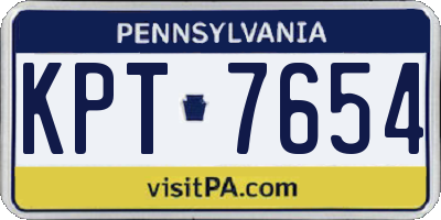 PA license plate KPT7654
