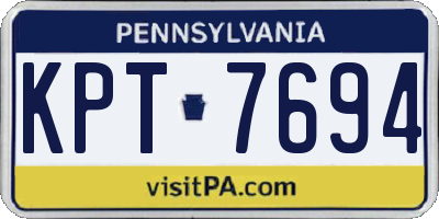 PA license plate KPT7694