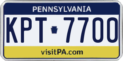 PA license plate KPT7700