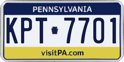 PA license plate KPT7701