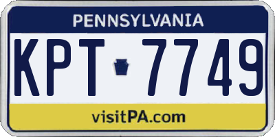PA license plate KPT7749