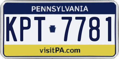 PA license plate KPT7781