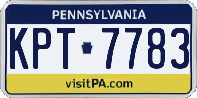 PA license plate KPT7783