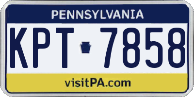 PA license plate KPT7858