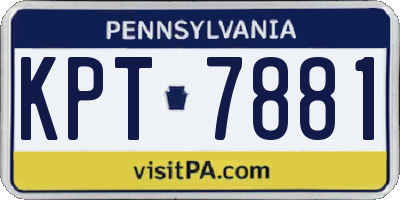 PA license plate KPT7881
