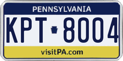 PA license plate KPT8004