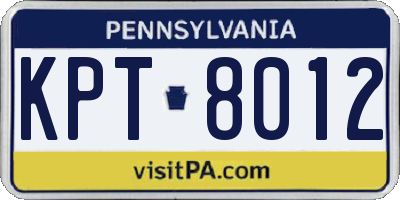 PA license plate KPT8012