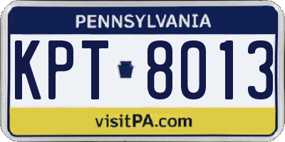 PA license plate KPT8013