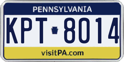 PA license plate KPT8014