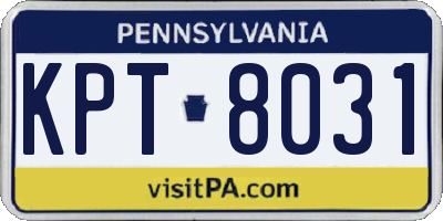 PA license plate KPT8031
