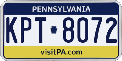 PA license plate KPT8072