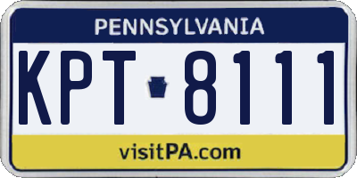 PA license plate KPT8111