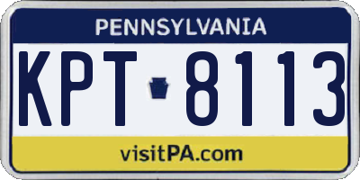 PA license plate KPT8113