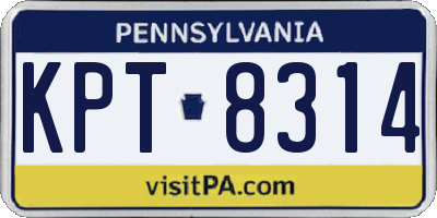 PA license plate KPT8314