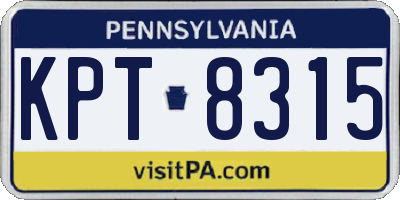 PA license plate KPT8315