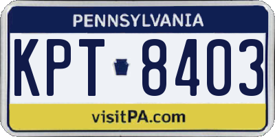 PA license plate KPT8403