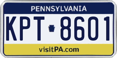 PA license plate KPT8601