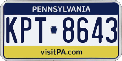 PA license plate KPT8643