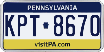 PA license plate KPT8670