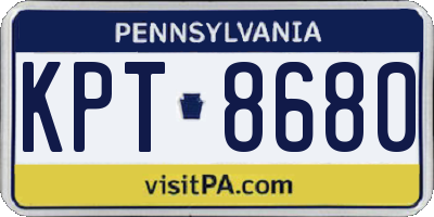 PA license plate KPT8680