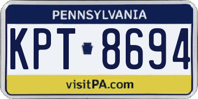 PA license plate KPT8694