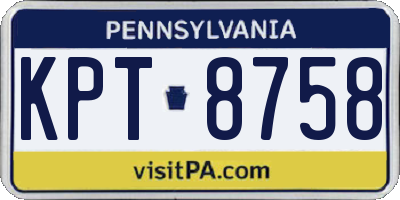 PA license plate KPT8758