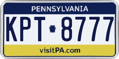 PA license plate KPT8777