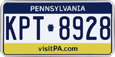 PA license plate KPT8928