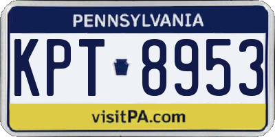 PA license plate KPT8953