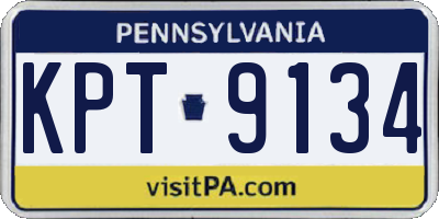 PA license plate KPT9134