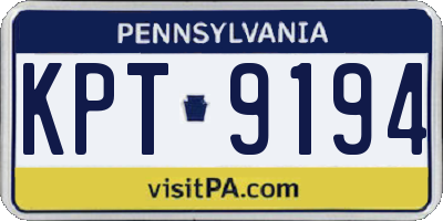 PA license plate KPT9194