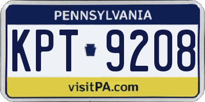 PA license plate KPT9208
