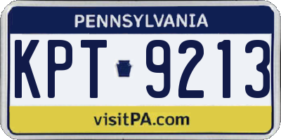 PA license plate KPT9213
