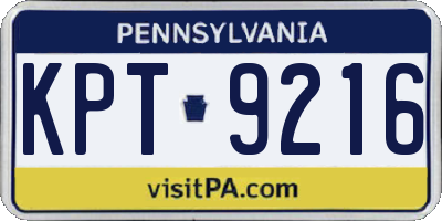 PA license plate KPT9216
