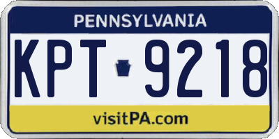 PA license plate KPT9218